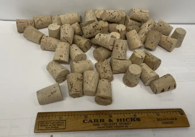 Tapered Natural Cork Stoppers for  Bottles Crafts Lot of 40+ Small Corks 1"