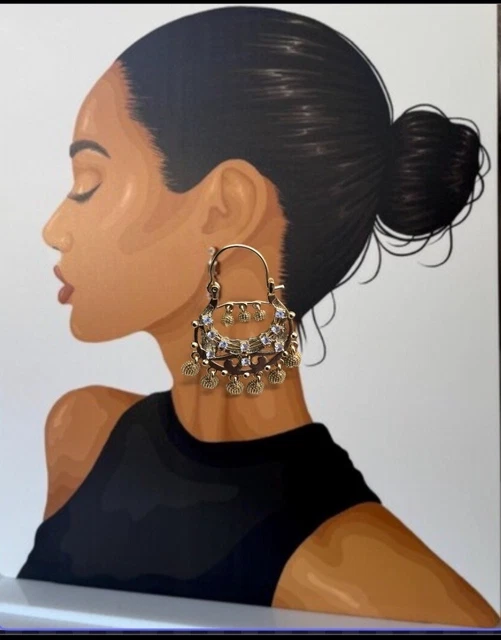 Boucles D'oreilles Créoles Plaqué Or Pour Enfant - Style Savoyarde Avec Zircon - Nº B21 - Neuf Avec étiquettes