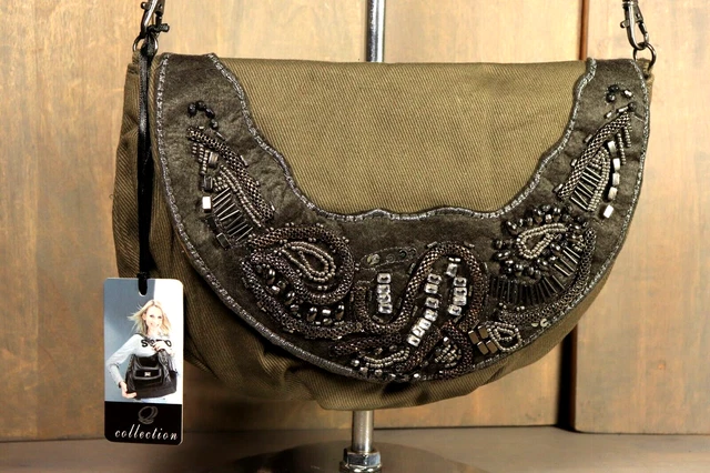 Sac Bandoulière Brodé Floral Coquelicot Et Coccinelle - Toile - 30x27x13 Cm - Neuf Avec étiquettes