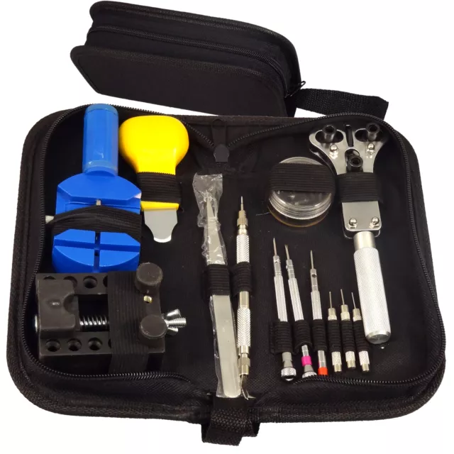 13 pc Watch Repair Tool Kit Zip Case Battery Opener Link Pin Remover Screwdriver