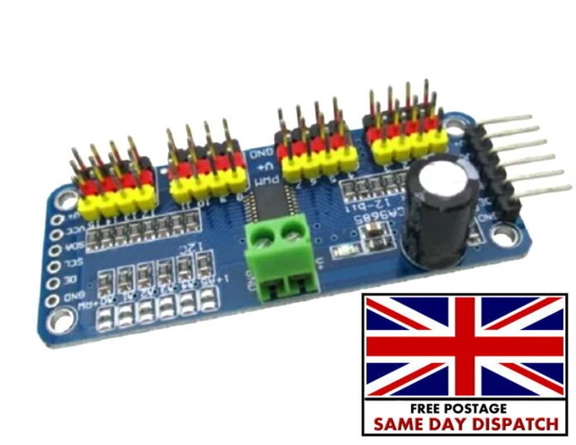 PCA9685 16 Channel 12-Bit PWM Servo Motor Driver | IIC Module For Arduino & Robots | HiLetgo Motor Control Board
