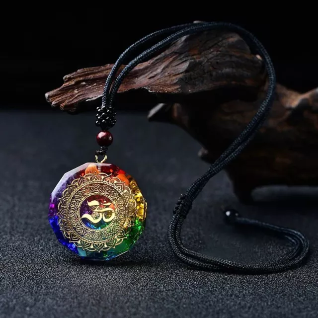 Natural Crystal Orgonite Pendant 7 Chakra Healing Talisman Women Men Necklace 2