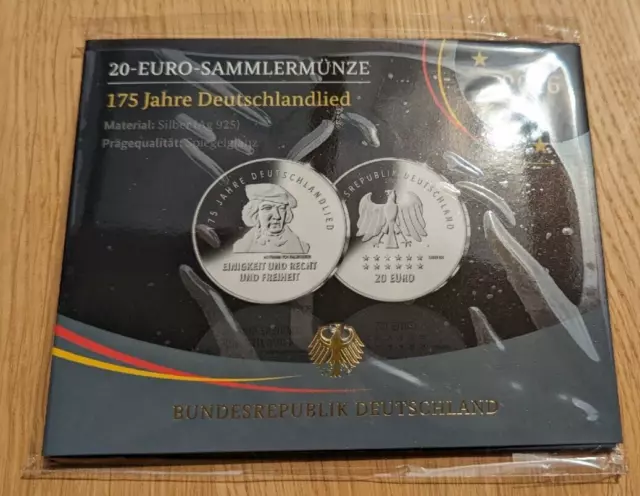 20 Euro Sammlermünze 175 Jahre Deutschlandlied 2016