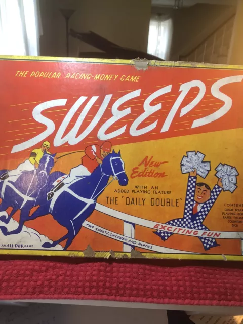 Vtg 1940s SWEEPS Horse Racing Board Game By EE Fairchild Corp Semi-Complete!