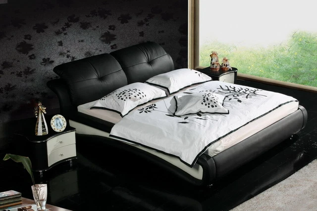 LIT REMBOURRAGE DESIGN Luxe Double Hôtel Lits Sommeil Chambre Cuir 180x200cm EUR 2.187,14