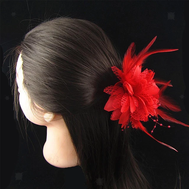 Clips para el cabello con flores de pluma broche corsé boda
