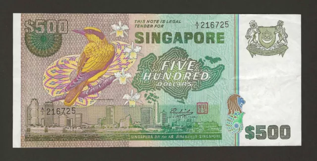 SINGAPORE $500 Dollars 1977, P-15a Bird Series Nice Original VF, Prefix A/3 Rare