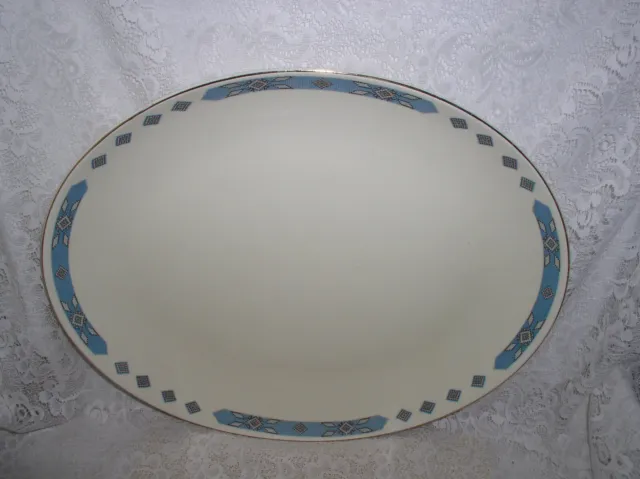 W.S. George Cavitt-Shaw Cherokee Blue Native American 15" Oval Serving Platter