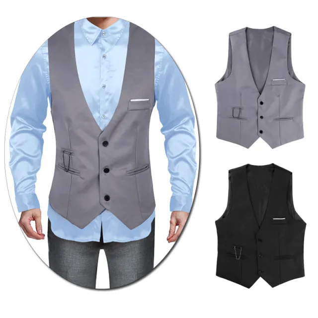 Mens V-Neck Slim Fit Casual Suit Vest Business Dress Vests Waistcoat Suit Tuxedo
