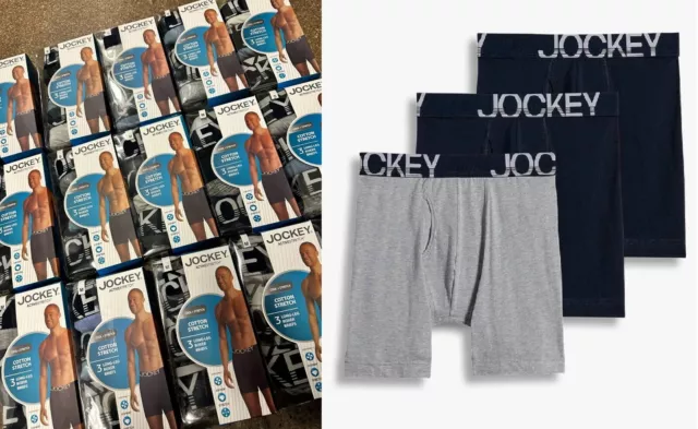 Jockey Mens Random Pack Of 3 Stretch Cotton Long Leg Boxer Short Sizes S M L XL