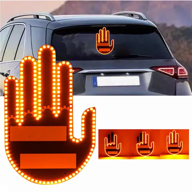 Finger Gesture Light with Remote 2023 New Finger Light LED Car Back Window  Sign Hand Funny Car Truck Car Accessories Decor for Men Women