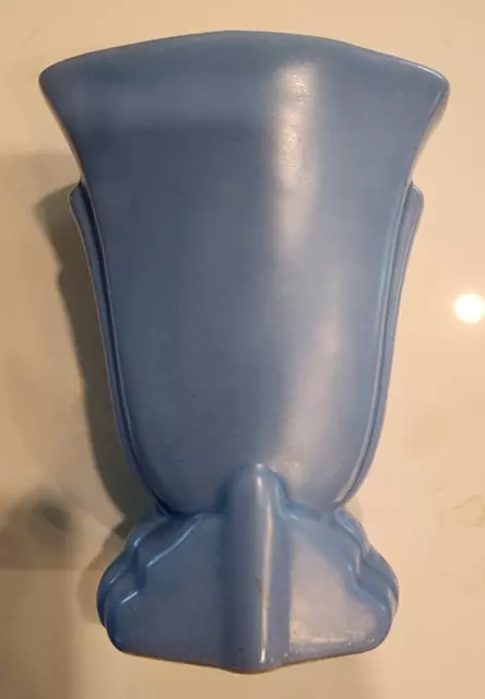 Vintage Bauer Matte Blue Pottery Vase