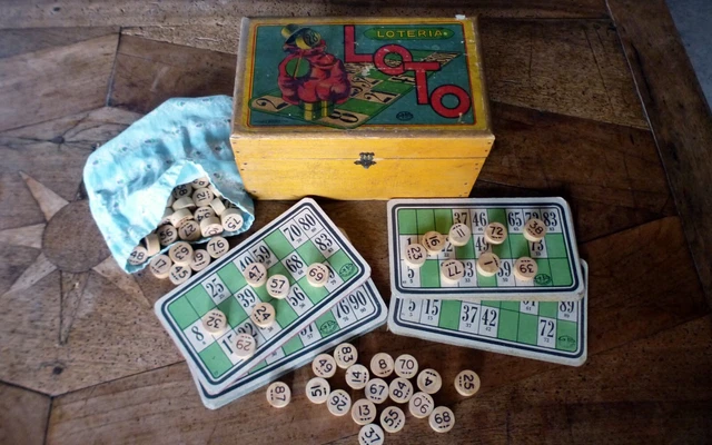 Jeu De Loto - Coffret En Bois   48 Cartons+ 90 Jetons + 100 Pions  405493