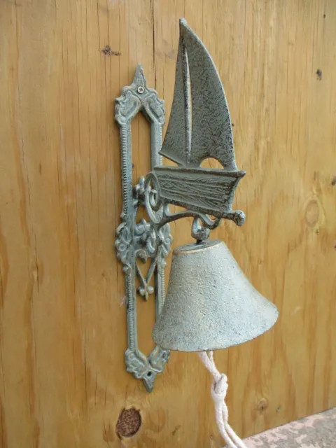 Large Dinner Bell Cast Iron Wall Mounted Nautical Decor Sail Boat Nautical Door