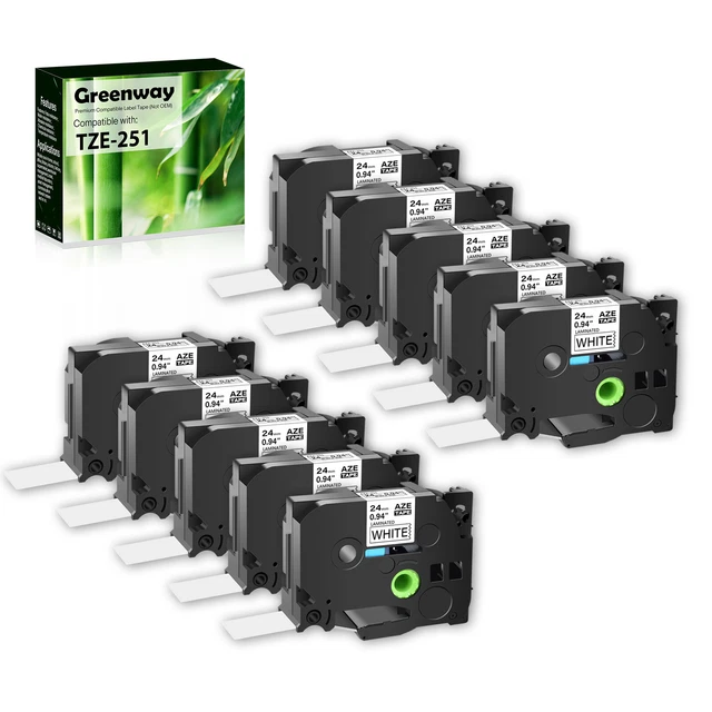 10PK Compatible with Brother TZe251 TZ251 1" Label Tape PT-P700 1890 1280 D400VP