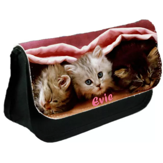 Personalised Kitten Make Up / Clutch Bag / Pencil Case Birthday Gift for Her