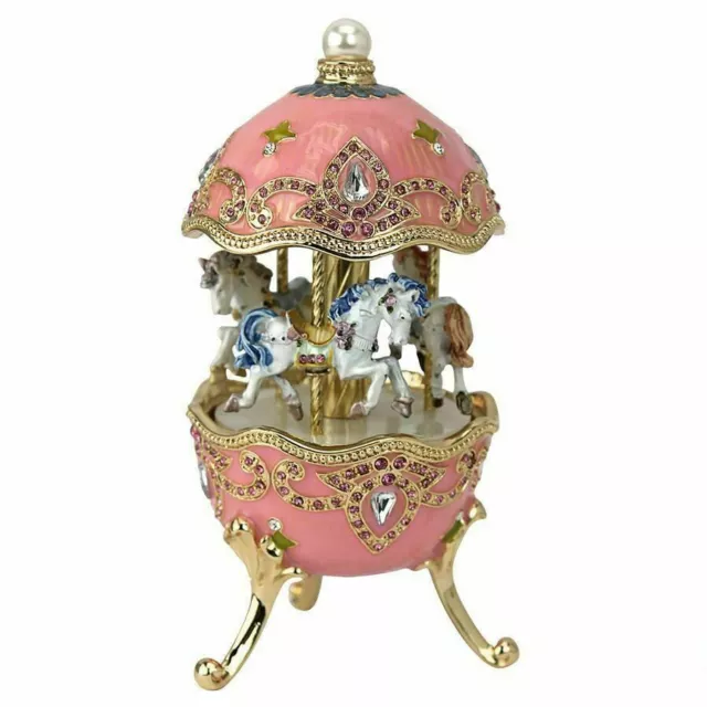 Design Toscano Horse Carousel Romanov Style Enameled Musical Egg