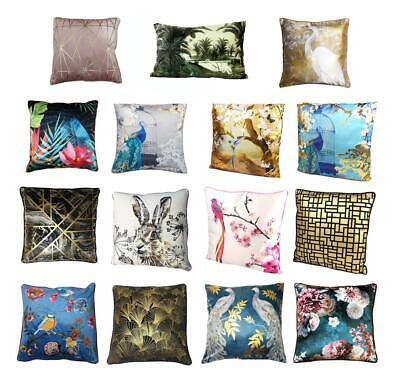 Cuscino in Raso Velluto Cuscino Cover Custodia Morbida Bird Floreale Oriental Oro Nero Blu 