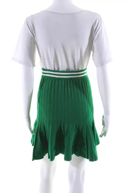 LOUNA WOMENS STRIPED Knit Pleated Elastic Waist Skirt Green Size M ...