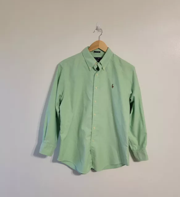 Polo Ralph Lauren Oxford Shirt Women's Size 16 Classic Fit Green Button