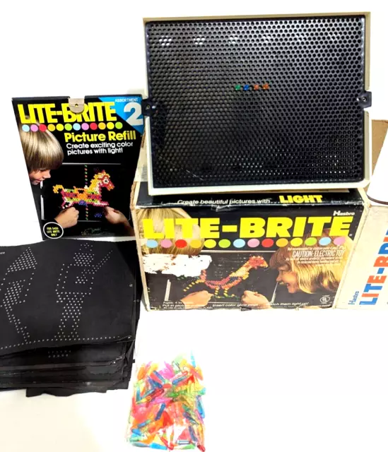 Vintage 1973 Original Lite Brite Bright Pegs Hasbro Toy Game Patterns Model 5455