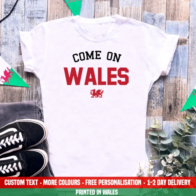 Ladies Come On Wales T Shirt Welsh 6 Football Six Rugby Nations World Cup Top