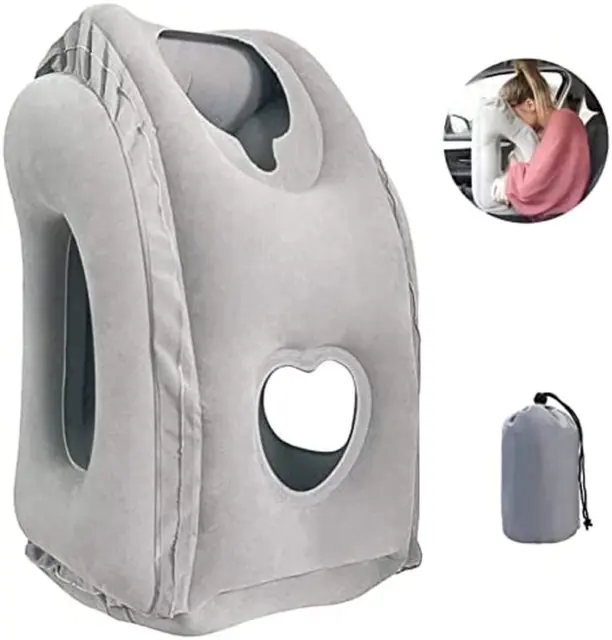 Inflatable Air Travel Pillow Support Kit Airplane Office Rest Neck Head Comfort