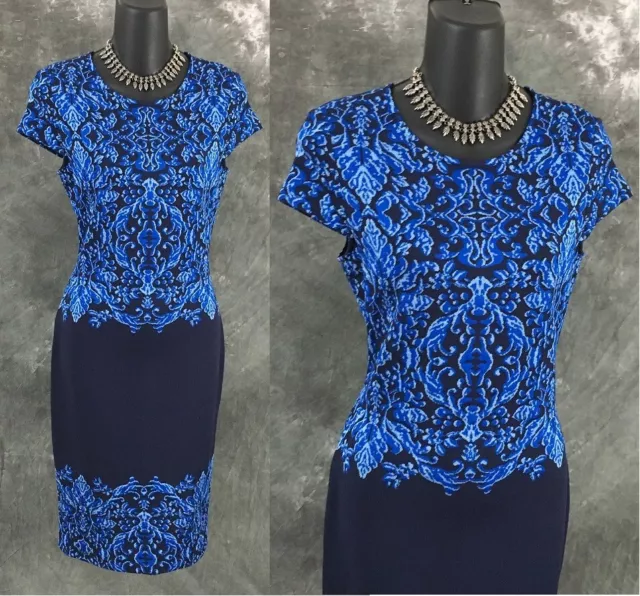 NEW BEAUTIFUL St John knit blue multi shimmer dress size 2