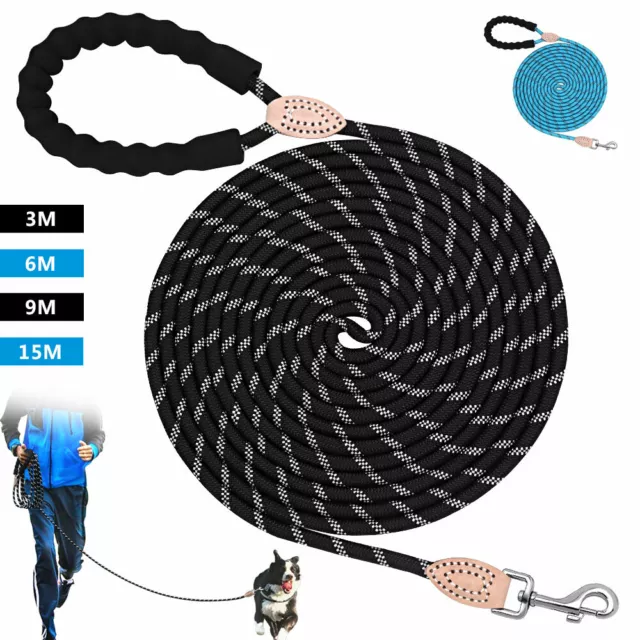 3m/6m/9m/15m Dog Training Leash Nylon Strong Rope Tracking Obedience Recall Lead