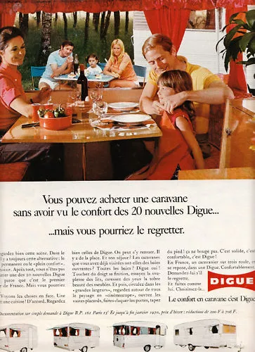 Publicité ancienne caravanes Digue  1970 issue de magazine