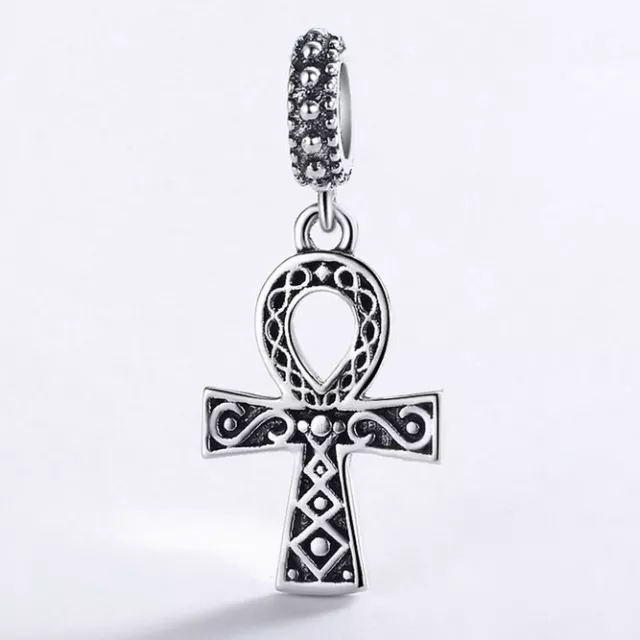 ANKH- Crux ansata- Egyptian CROSS- Solid 925 sterling silver charm bead/ Pendant