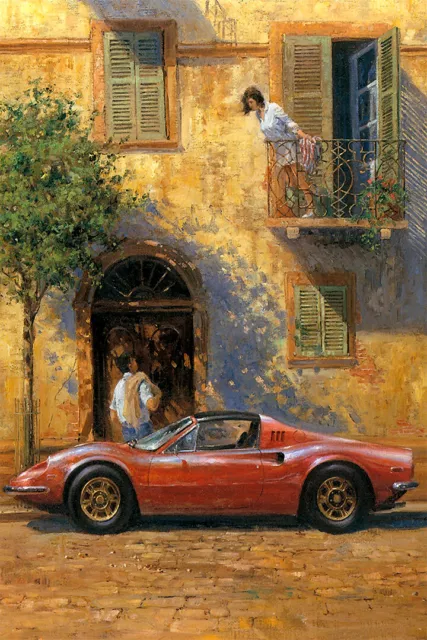 Classic Ferrari Car Couple Original Vintage Wall Art Home Decor - POSTER 20x30