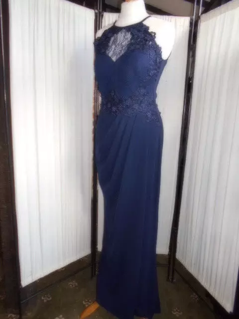 LIPSY NAVY BLUE LONG LACE OCCASION PROM DRESS.SIZE 14 (12/14).Worn once