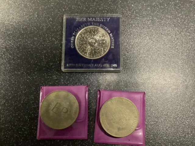 Seven Commemorative Coins Elizabeth Silver Wedding Queen Mother And Princess Di