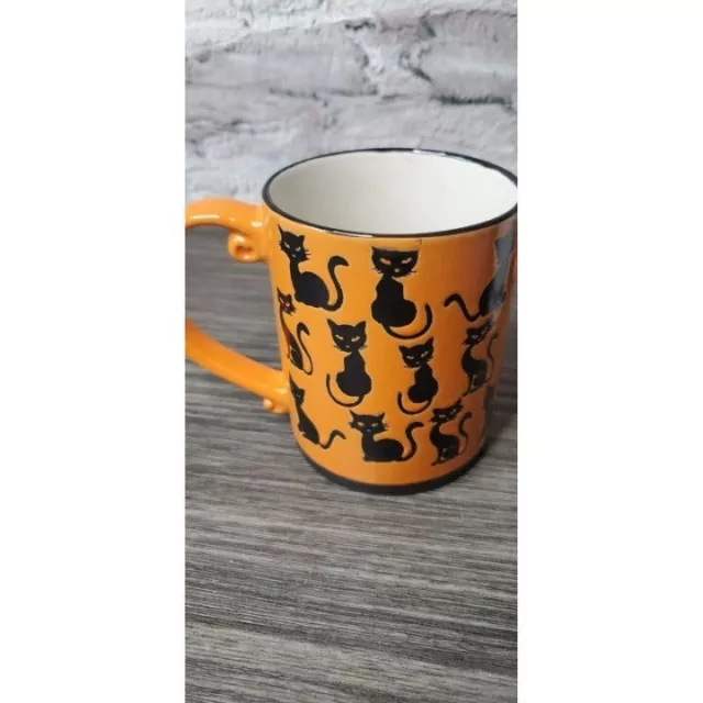 Black CAT Orange HALLOWEEN Mug InHomestylez 12 oz. Fancy Handle