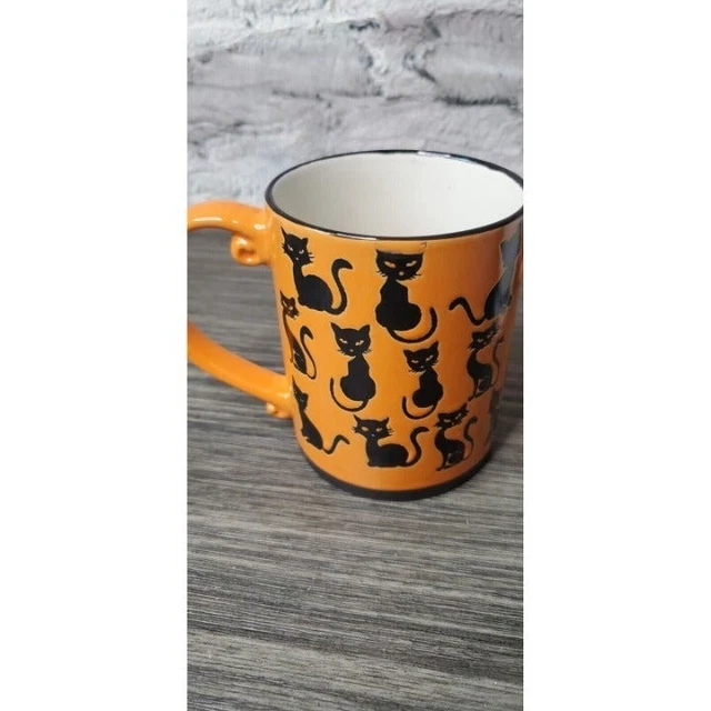 Black CAT Orange HALLOWEEN Mug InHomestylez 12 oz. Fancy Handle