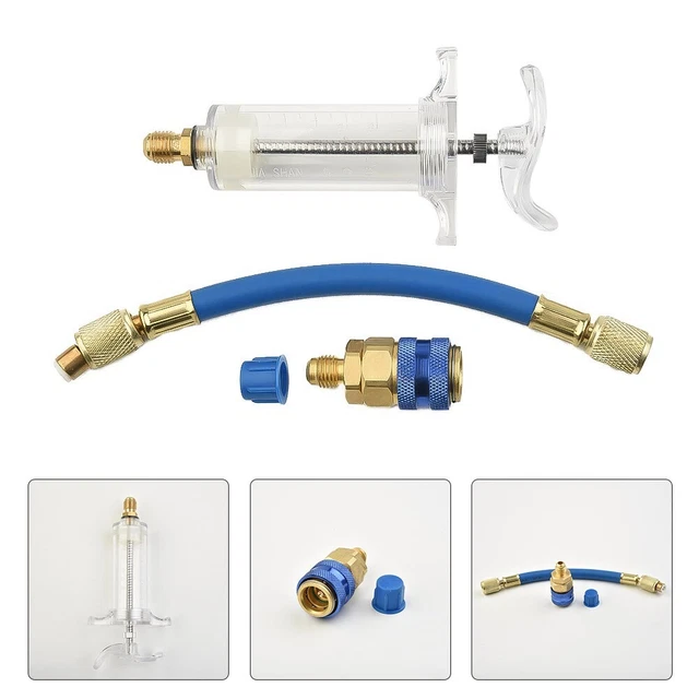 Compressor Liquid Injection Kit GREASE INJECTOR COMPRESSOR Oil / Fluorescent Dye Injection Syringe 30ML ...