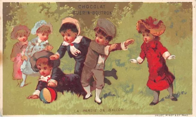 Chromos.AM14196.Guérin-Boutron.6x9 cm environ.La partie de ballon.Enfants jou