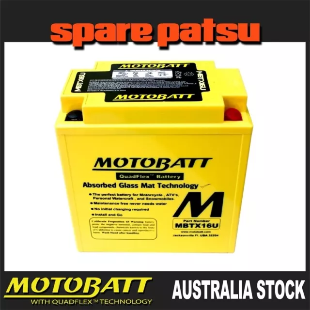 Motobatt Mbtx16U Agm Battery 250Cca Honda Trx500Fe, Fpe, Fm, Fpm (11-12) 500Cc