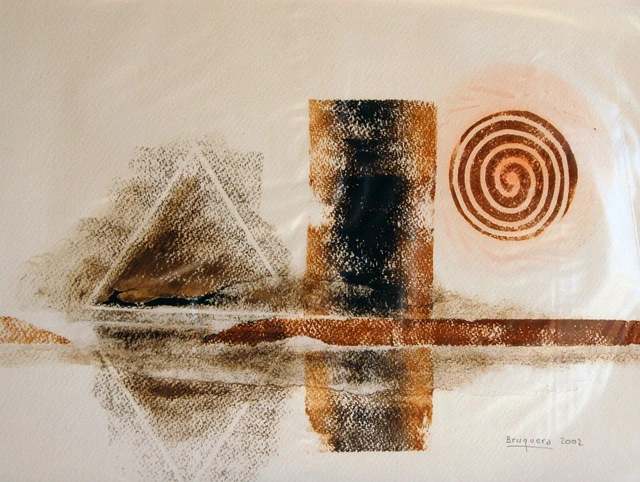 Nº 254 - Sol y edificios 2, Técnica mixta, s/marco, 30x39 cm.