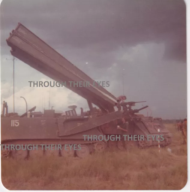 Original Vietnam War Photo Bridge layer tank & flame thrower from album 1969