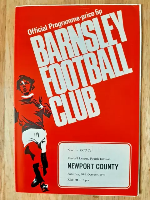 Barnsley v Newport County. 20th October 1973. Division 4. Very Good Condition