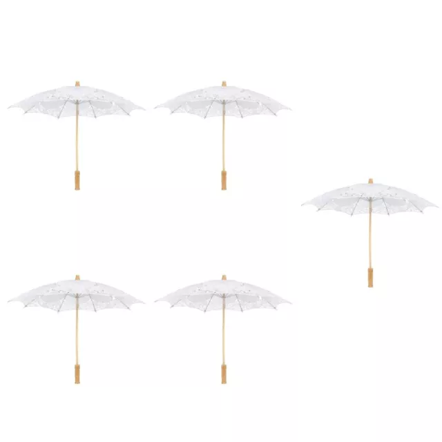 Set of 5 White Umbrella Craft Princess Toy Lace Child Man Sun