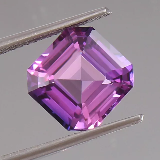 AAA Natural Bi Color Ceylon Purple Sapphire Loose Asscher Cut Gemstone 10.00 Ct