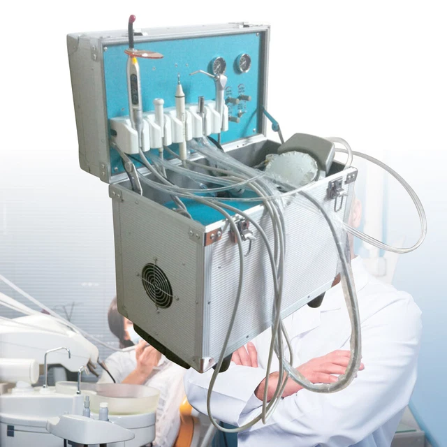 Portable Dental Delivery Unit with Suction 4Hole Handpiece Ultrasonic Scaler Kit