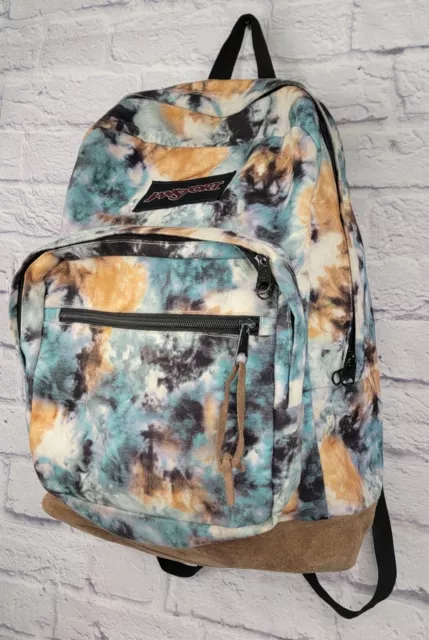 Jansport Pack Derecho Expression Canyon Tie Dye Mochila Azul Bronceado Bolso Libro Cuero 2