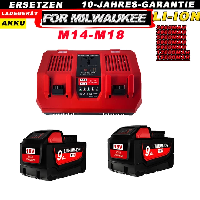 NUOVO PER MILWAUKEE M12 18V Batteria Doppia Ricarica 6A 48-59-1812