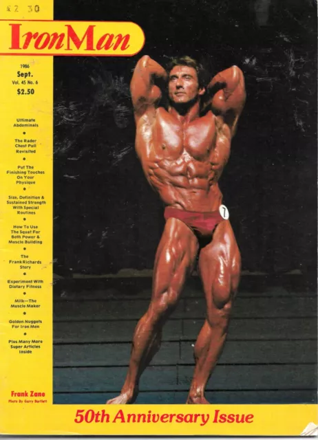 Ironman bodybuilding magazine September 1986 - cover star Frank Zane