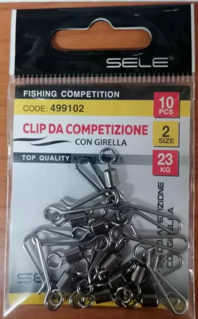 CLIP MOSCHETTONE CON GIRELLA SGANCIO RAPIDO 10 Pezzi  PESCA PIOMBO