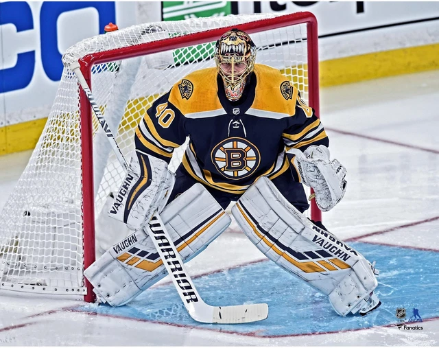 Tuukka Rask Boston Bruins Unsigned Black Jersey in Net 11" x 14" Photo